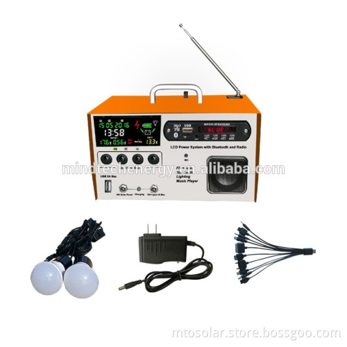 FM radio 10w Portable LCD screen display solar power system